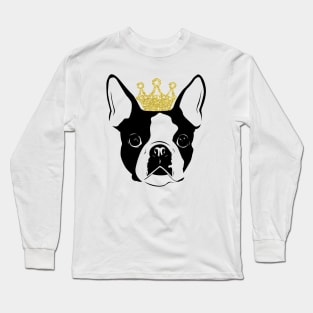 Boston Terrier wearing a crown Long Sleeve T-Shirt